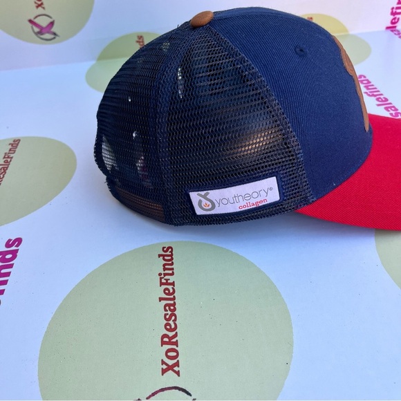 Navy and Red Baseball Cap with Leather Patch - Picture 5 of 6